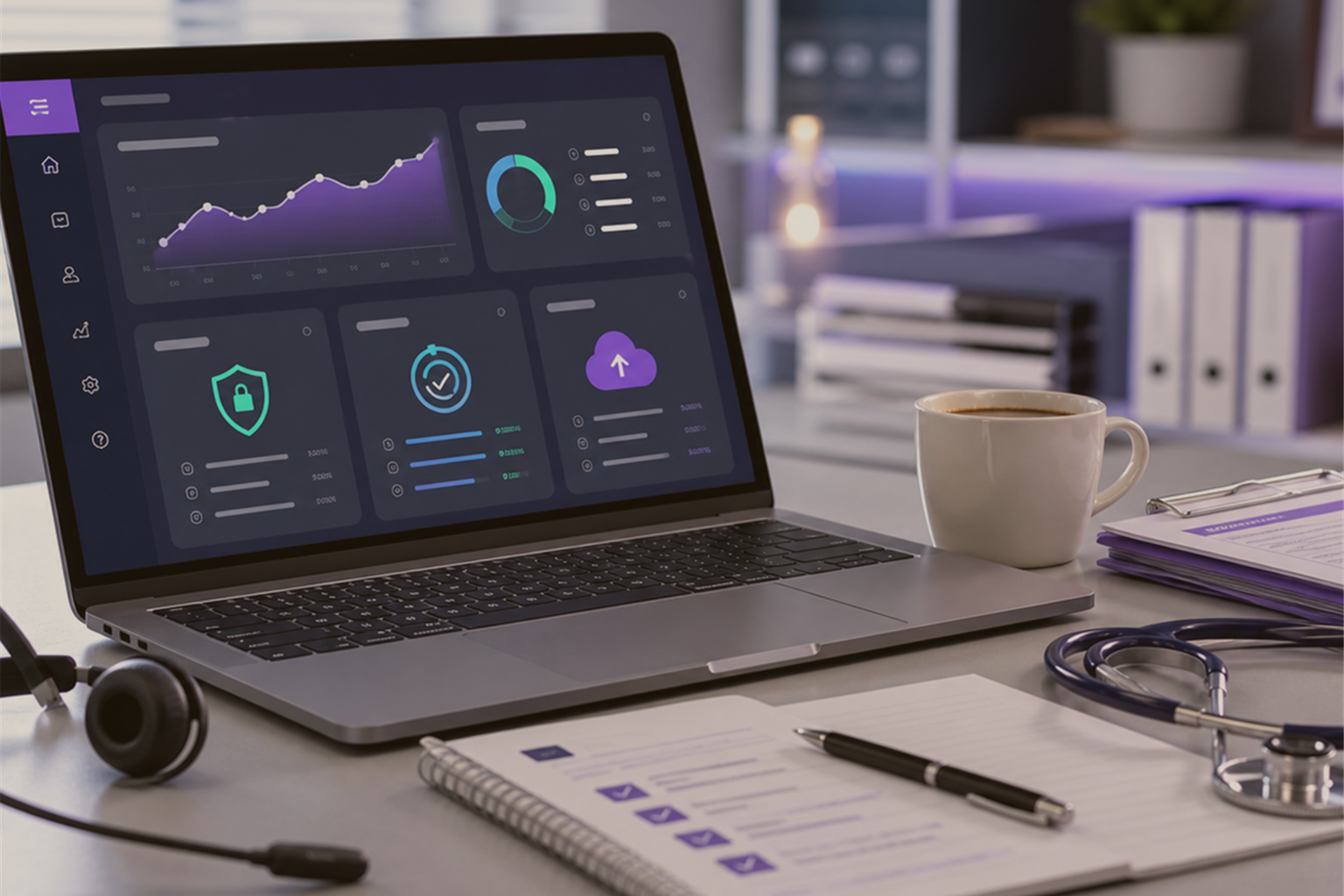 Abstract medical billing services workflow visual